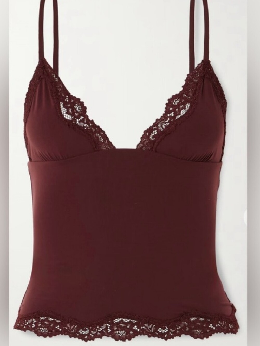 SKIMS Burgundy Lace-Trim Tank